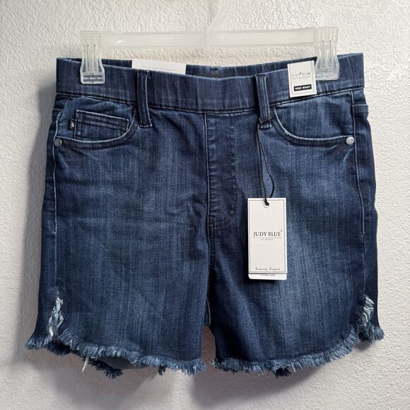Judy Blue Pants - Judy Blue Pull On Shorts Medium Dolphin Hem Elastic High Waist Stretch JB150199